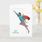 Carte Salutation de fête des pères Superhero (Fleur jaune)