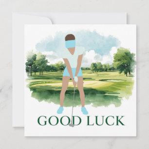 Carte Salutation de golf balle de golf bonne chance pour