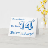 Carte Salutation de grand-fils à 14e anniversaire en ble (Fleur jaune)