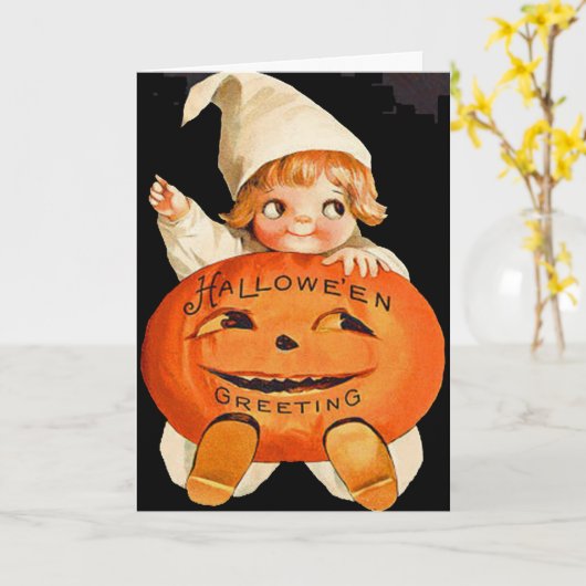 Carte Salutation de Halloween (Fleur jaune)