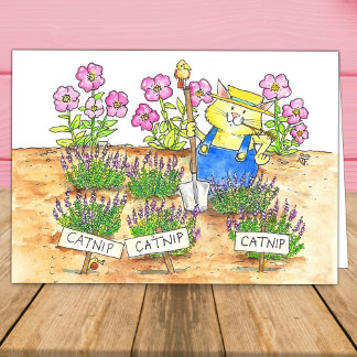 Carte Salutation de jardinier de chat
