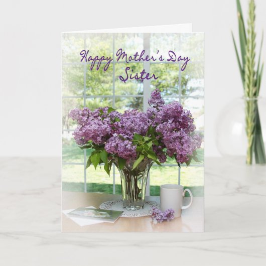 Carte Salutation de la fête des mères - Soeur - Lilacs (Devant)