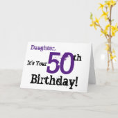 Carte Salutation de la fille à 50e anniversaire en noir, (Fleur jaune)