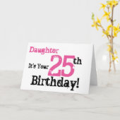 Carte Salutation de la fille de 25e anniversaire en noir (Fleur jaune)