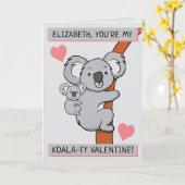 Carte Salutation de la journée Cute Koala-ty Valentines (Fleur jaune)