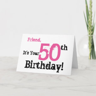Carte Salutation de l'ami à 50e anniversaire en noir, ro