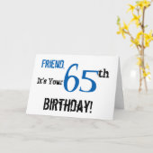 Carte Salutation de l'ami à 65e anniversaire en noir, bl (Fleur jaune)