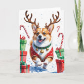 Carte Salutation de Noël de Chien Corgi (Devant)