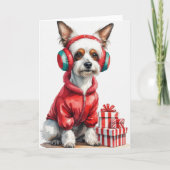 Carte Salutation de Noël de chien de trait chinois (Devant)