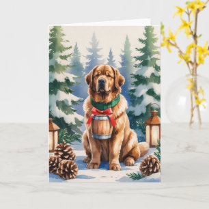 Carte Salutation de Noël des chiens de Terre-Neuve
