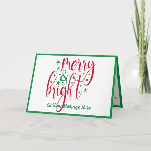 Carte Salutation de Noël Joyeux et vert rouge vif (Devant)