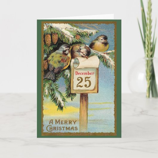 Carte Salutation de Noël vintage Joyeux (Devant)