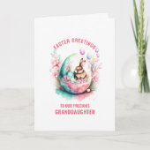 Carte Salutation de Pâques Grand-fille Bunny dans l'oeuf (Devant)