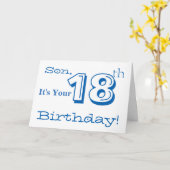 Carte Salutation de son 18e anniversaire en bleu et blan (Fleur jaune)