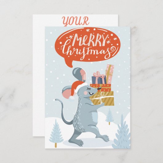 Carte Salutation de souris mignonne (Devant / Derrière)