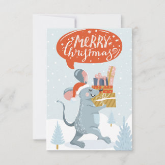 Carte Salutation de souris mignonne