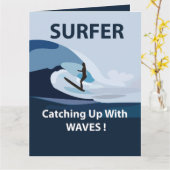 Carte Salutation de surf de plage de surfeur (Fleur jaune)