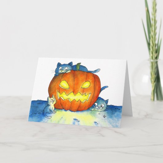 Carte Salutation des chats d'Halloween (Devant)