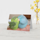 Carte Salutation des inséparables Parrotlet "en sécurité (Fleur jaune)