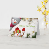 Carte Salutation des Snowmen - Salutation personnalisée (Fleur jaune)