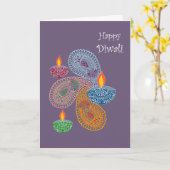 Carte Salutation Diwali - Paisleys (Fleur jaune)