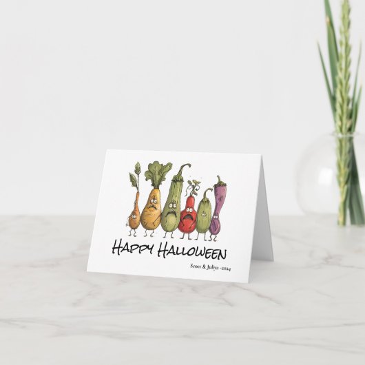 Carte Salutation drôle effrayée veggie Halloween (Devant)