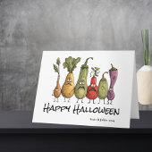 Carte Salutation drôle effrayée veggie Halloween