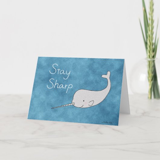 Carte Salutation drôle pointue de Narwhal de séjour de (Devant)