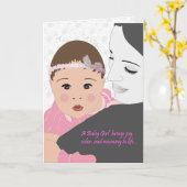 Carte Salutation du nouveau bébé (fille) (Fleur jaune)