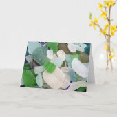 Carte Salutation en verre de mer (Fleur jaune)