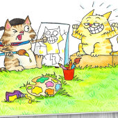 Carte Salutation étudiante Cat Art