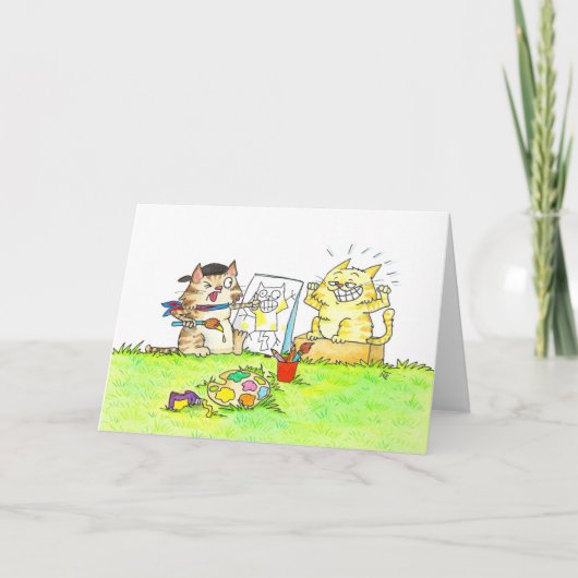 Carte Salutation étudiante Cat Art (Devant)