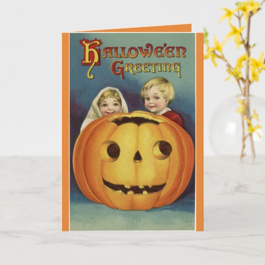 Carte Salutation Halloween vintage (Fleur jaune)