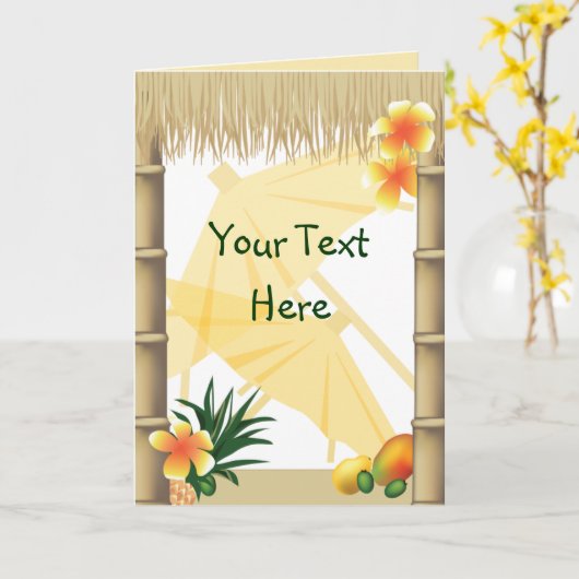 Carte Salutation Hawaiian Tropical Luau Party (Fleur jaune)