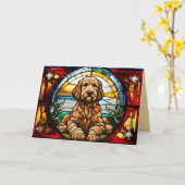 Carte Salutation Labradoodle Mignon (Fleur jaune)