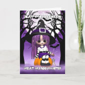Carte Salutation mignonne de Halloween de sorcière (Devant)