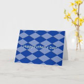 Carte - Salutation - Motif Jacquard bleu (Fleur jaune)