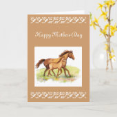 Carte Salutation personnalisée, Fête des mères, Cheval,  (Fleur jaune)