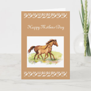 Carte Salutation personnalisée, Fête des mères, Cheval,