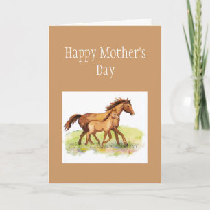 Carte Salutation personnalisée, Fête des mères, Cheval,