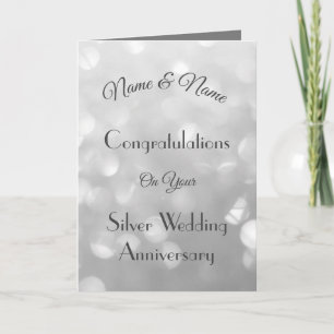 Carte Salutation personnalisée pour le Mariage d'argent