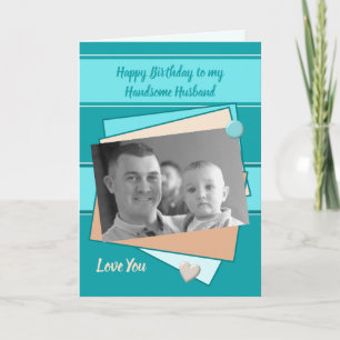 Carte Salutation photo vert turquoise du mari