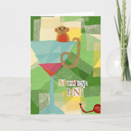 Carte Salutation pour l'anniversaire du singe-tini (Devant)