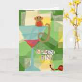 Carte Salutation pour l'anniversaire du singe-tini (Fleur jaune)