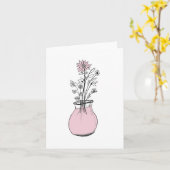 Carte Salutation roseâtre  (Fleur jaune)