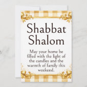 Carte Salutation Shabbat Shalom, Gingham Brun Blanc Or (Devant)