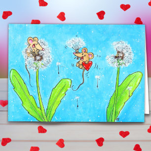 Carte Salutation Souris Pissenlit
