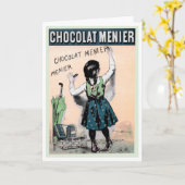 CARTE SALUTATION VINTAGE FRANÇAISE DE "CHOCOLAT" (Fleur jaune)