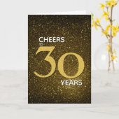 Carte Salutations à 30 ans Black Gold 30e anniversaire (Fleur jaune)