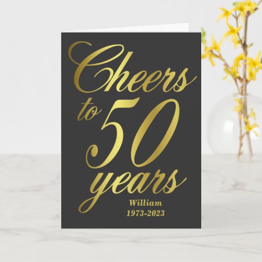 Carte Salutations à 50 ans 50e anniversaire (Fleur jaune)